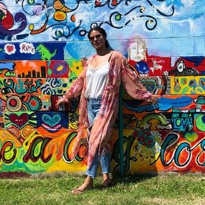 Pink floral cover up